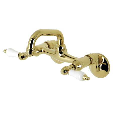 Kingston Brass KS512PB Two-Handle Wall Mount Bar Faucet, Polished Brass KS512PB